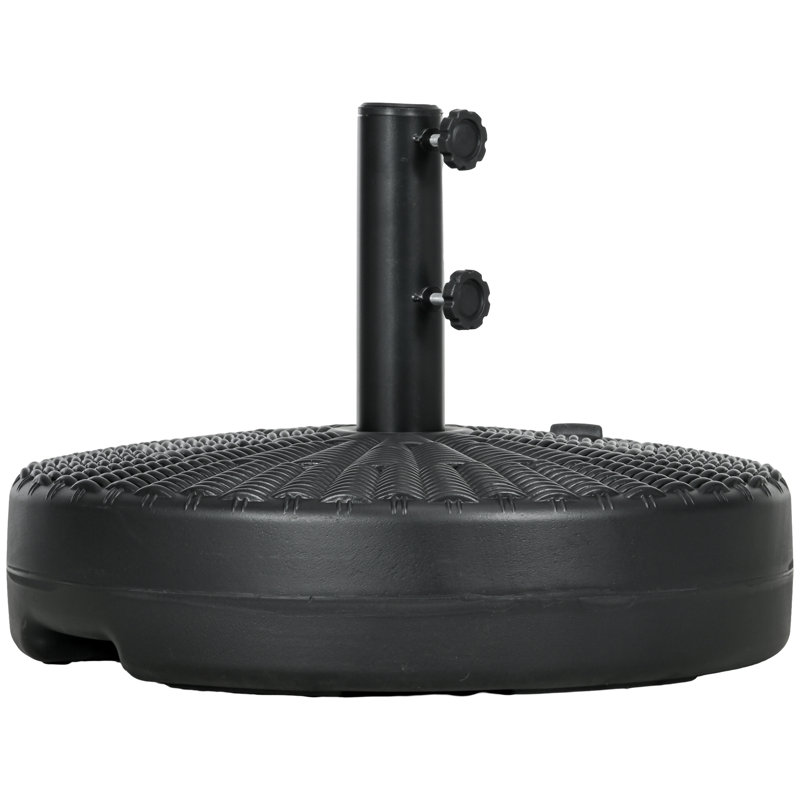 Porte-parapluies pour poteaux de parasol 1,5 "ou 2", base de parasol ronde remplissable pour l'extérieur, pelouse, terrasse, noir