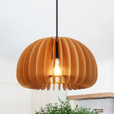 Yingst Harukazu 1 - Light Black/Brown Single Dome Farmhouse Vintage Pumpkin Pendant Light for Dining Room, Kitchen Island, Living Room, Bedroom