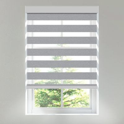  Cordless Zebra Blinds for Windows Light Filtering Roller Shades Dual Layer Day and Night privacy,Light control,Easy to install for home, Grey, 34"W x 36"H