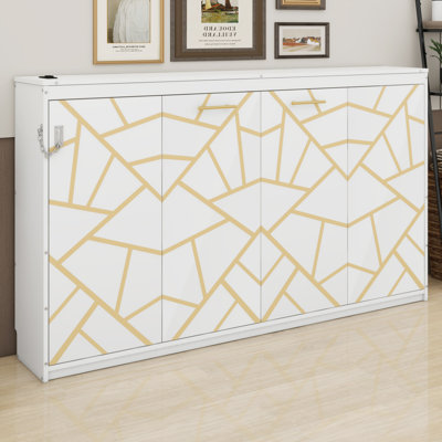 Lit escamotable à motif chic avec éclairage DEL sous le lit et prise de courant USB