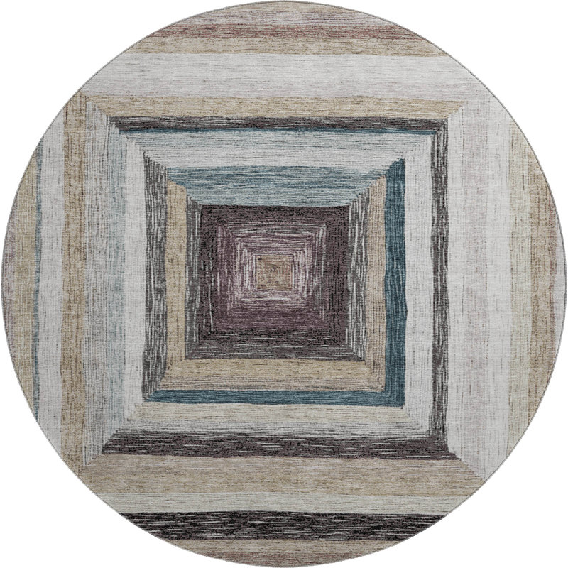 Premium Machine Washable Millbrook AMF1957 Geometric Rug, Round 8'