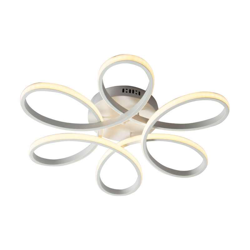 Kaczor 1-Light 23'' Semi Flush Mount Flower Ceiling Fixture Warm White LED Dimmable, White