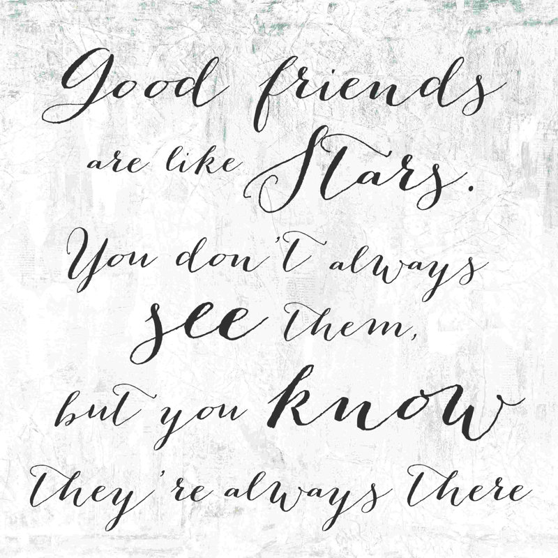 «Good Friends Are Stars», art textuel sur toile tendue, H 12 po x l 12 po