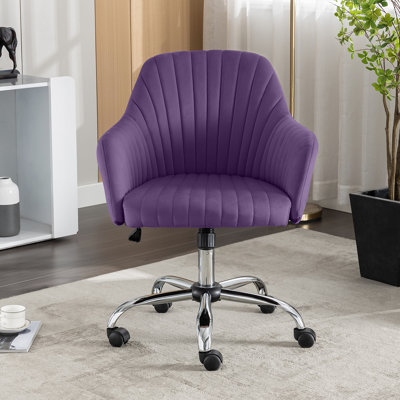Accent Chair Modern Home Office Leisure Chair With Adjustable Velvet Height And Adjustable Casters (PURPIE)