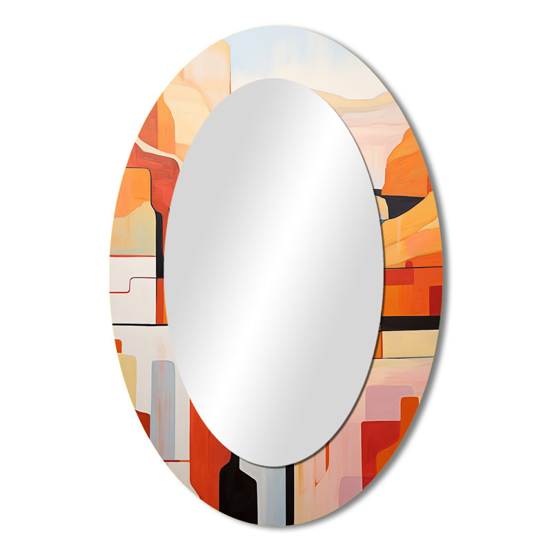 Abstrait Canyon Desert Storm I - Miroir mural rouge Mid-Century, 36 po x 24 po