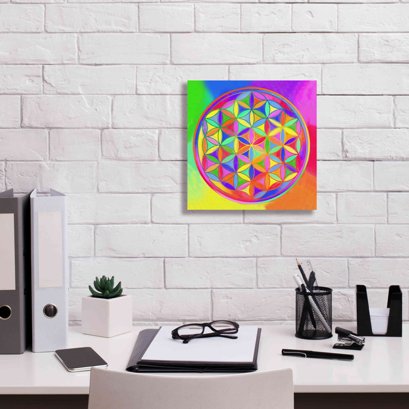 «Sacred Geo Flower of Life» par Howie Green, art mural sur toile, H 12 po x l 12 po x P 0,75 po