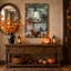 Baignoires en cuivre et linge suspendu dans une toile murale steampunk d'Halloween-607975274