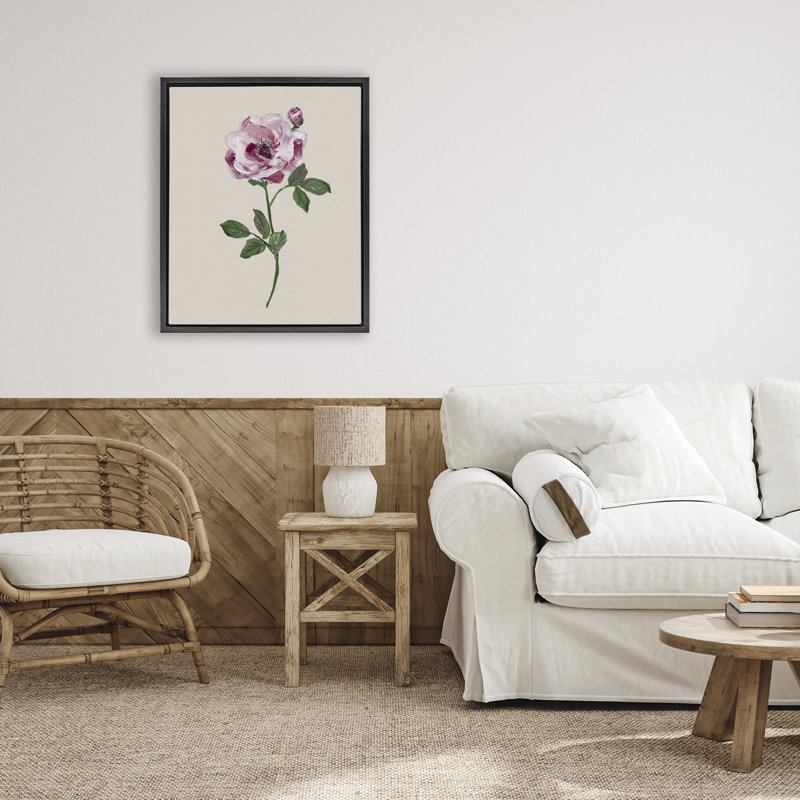 Cadre flottant rose Jewel Rose, design par Sally Swatland, Cadre flottant noir de jais, H 21 po x l 17 po