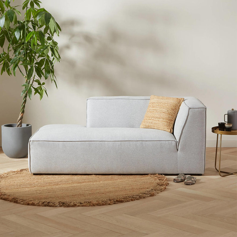 Chaise longue rembourrée Modern, Accoudoir à droite (vu de face), Blanc cassé