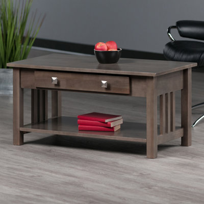 Wood Contemporary Home Office Stafford Coffee Table, Oyster Gray