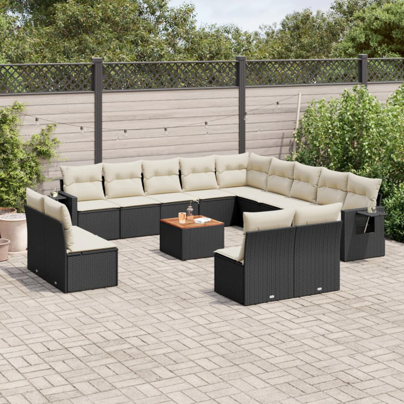Ensemble de canapé de jardin Vidaxl noir et blanc crème
