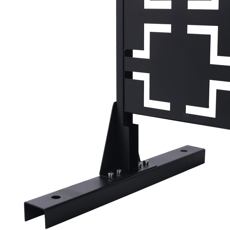 Paravent d'extérieur l 76 po H48 po - Métal, noir élégant pour terrasse en métal, H 75,15 po x l 15,72 po x P 47,91 po, Noir