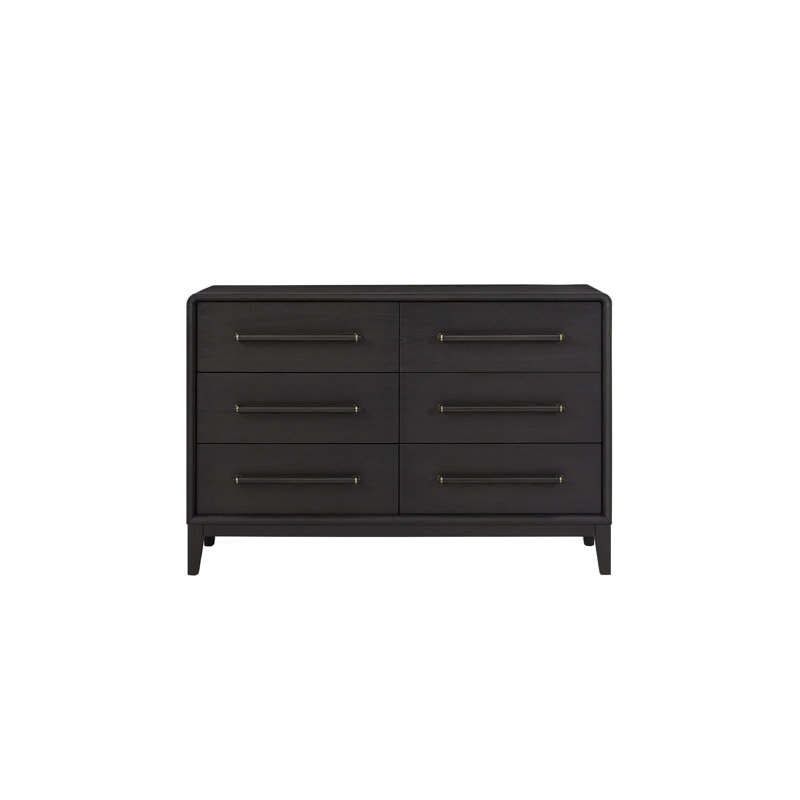 La commode et la commode avec une texture de bois et des accents métalliques servent d'organisateur élégant et fonctionnel pour les espaces de vie