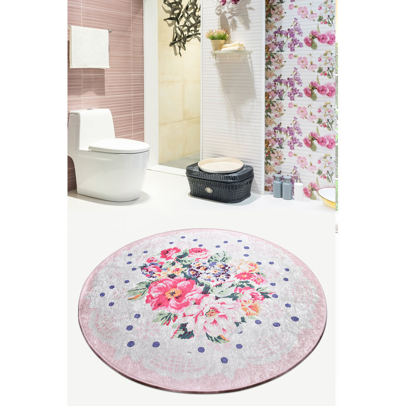 Round Gabbert Floral Shag Area Rug, Round 140cm