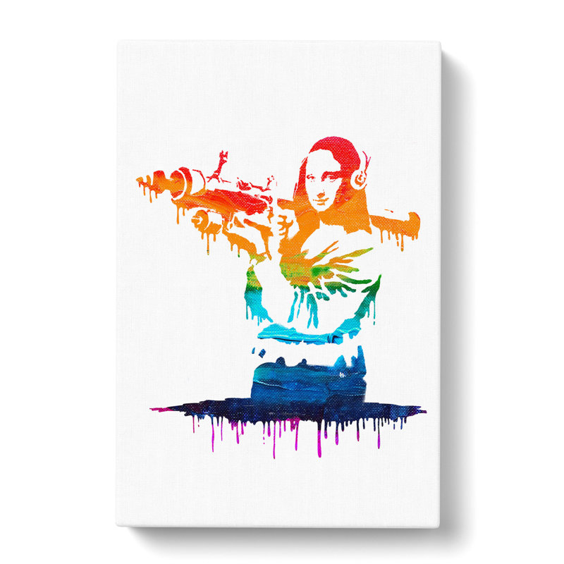 Banksy Mona Lisa Bazooka - Wrapped Canvas Print, 60cm H x 40cm W x 3cm D