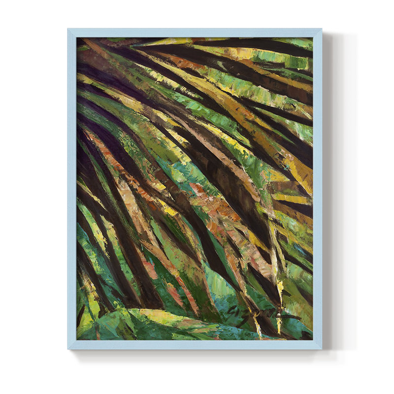 Las Palmas I, reproduction encadrée - bois massif, Bleu, H 21 po x l 17 po