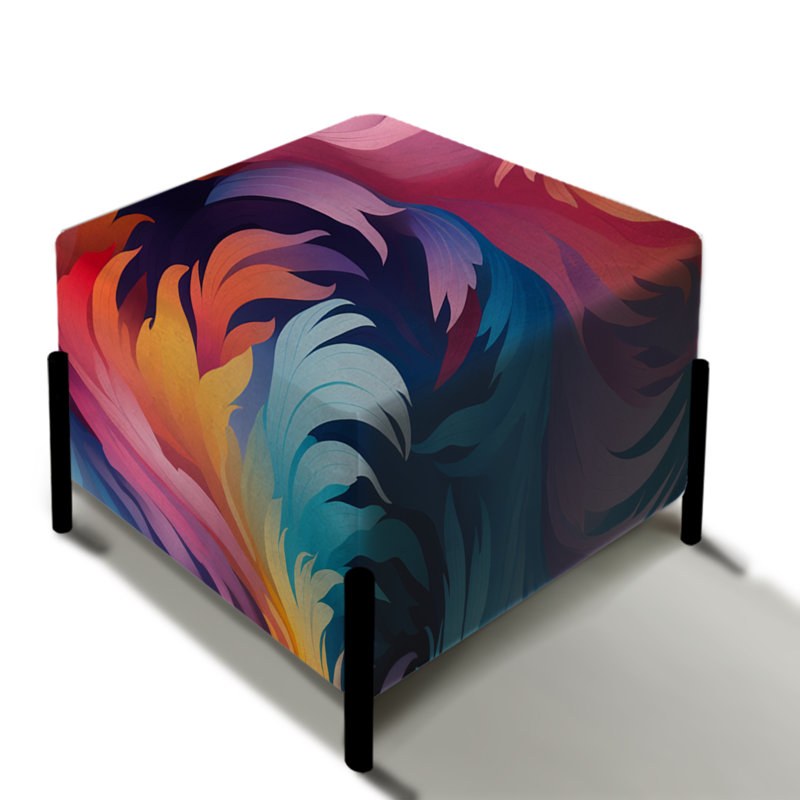 Celestial Aura Spirals - Abstract Square Ottoman