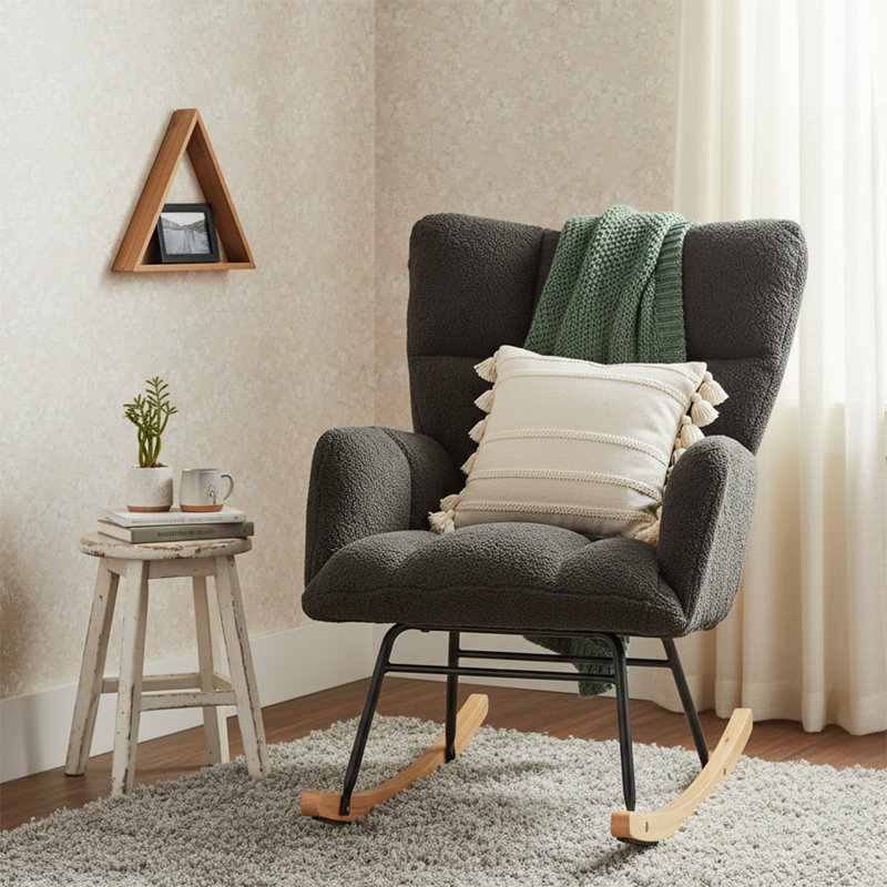 Chaise berçante rembourrée Modern, Gris foncé