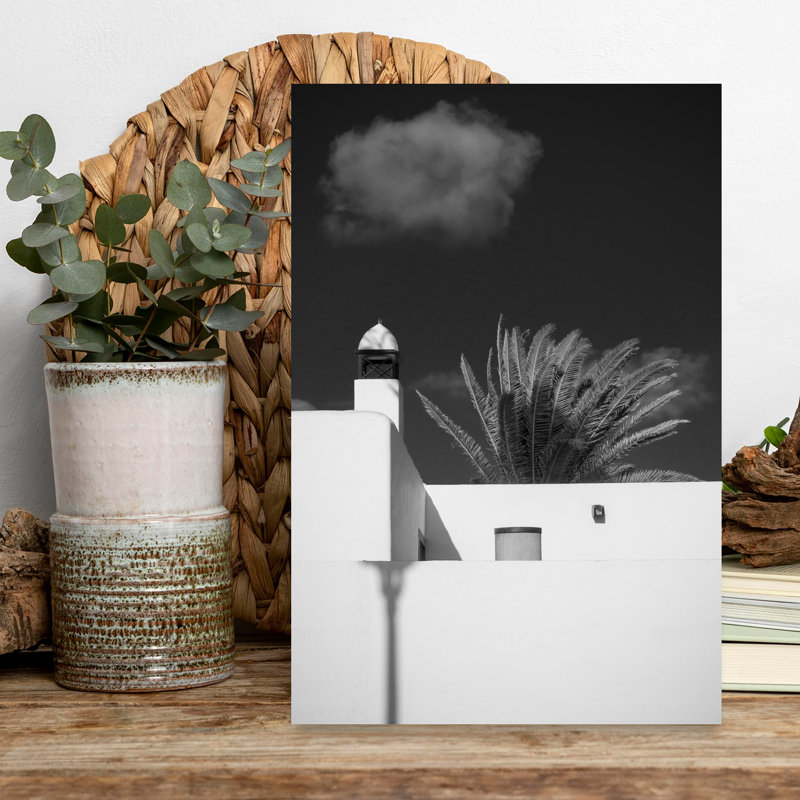 Contemporary Art Abstract Contemporary Modern Palm Tree Architecture Landscape Wall Art by Michael Bangiev - Wrapped Canvas Print