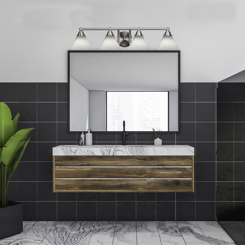 Barre d'éclairage de salle de bain 4 lumières Michell, Nickel brossé