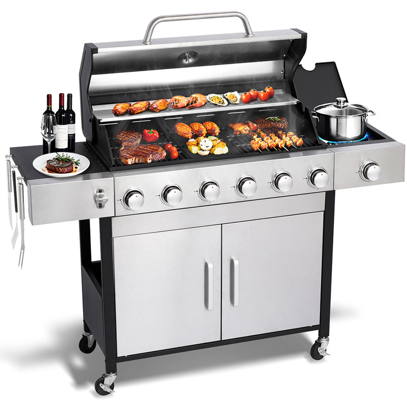 6 Burner Gas Grill With Side Burner