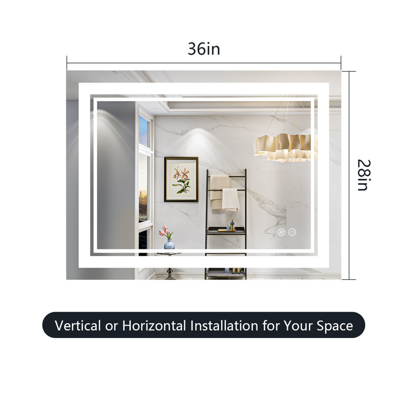 Jayce LED Vanity Mirror with Memory Function, 3 Color Temperatures & Dimmable Light, Anti-fog Tempered Glass ETL Listed Mirror