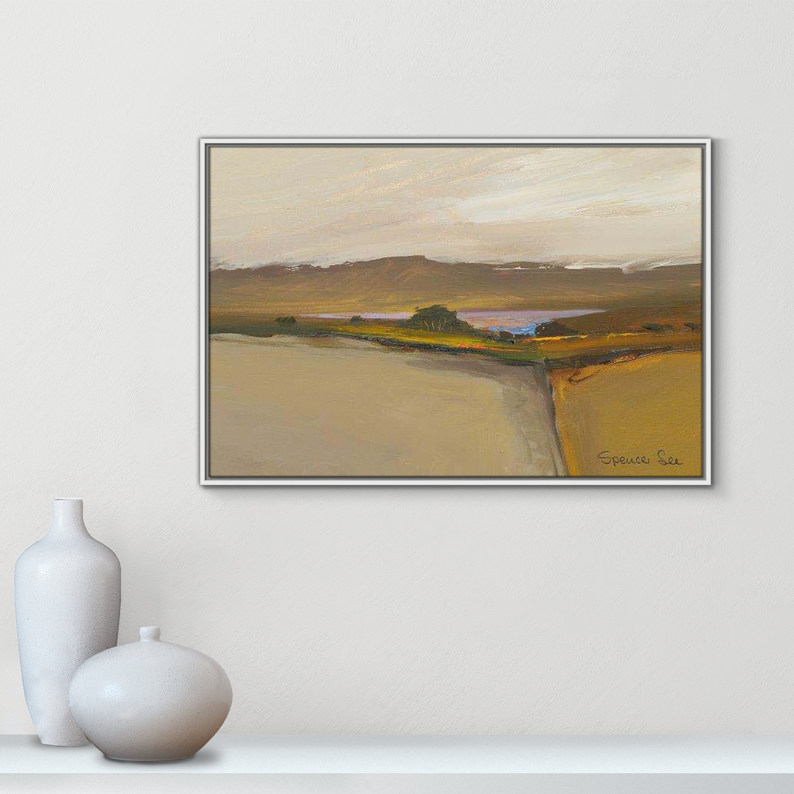 Heaven And Earth IV by Spencer Lee, 25.5'' H x 37.5'' W x 2'' D, White Framed
