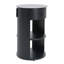 Table d'appoint ronde d'intérieur en métal à 3 niveaux avec armoire à porte coulissante, noir mat-1142400079