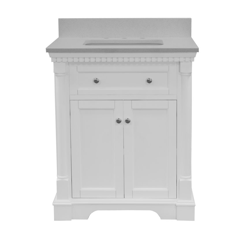 Meuble-lavabo simple 30 po Fossen, Quartz, Blanc