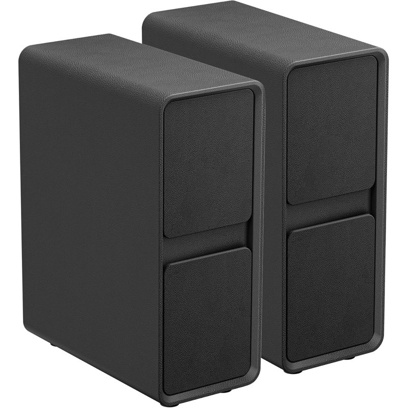 7.8" Wide Fully-Assembled Faux Leather Narrow Nightstand, Black, Set of 2