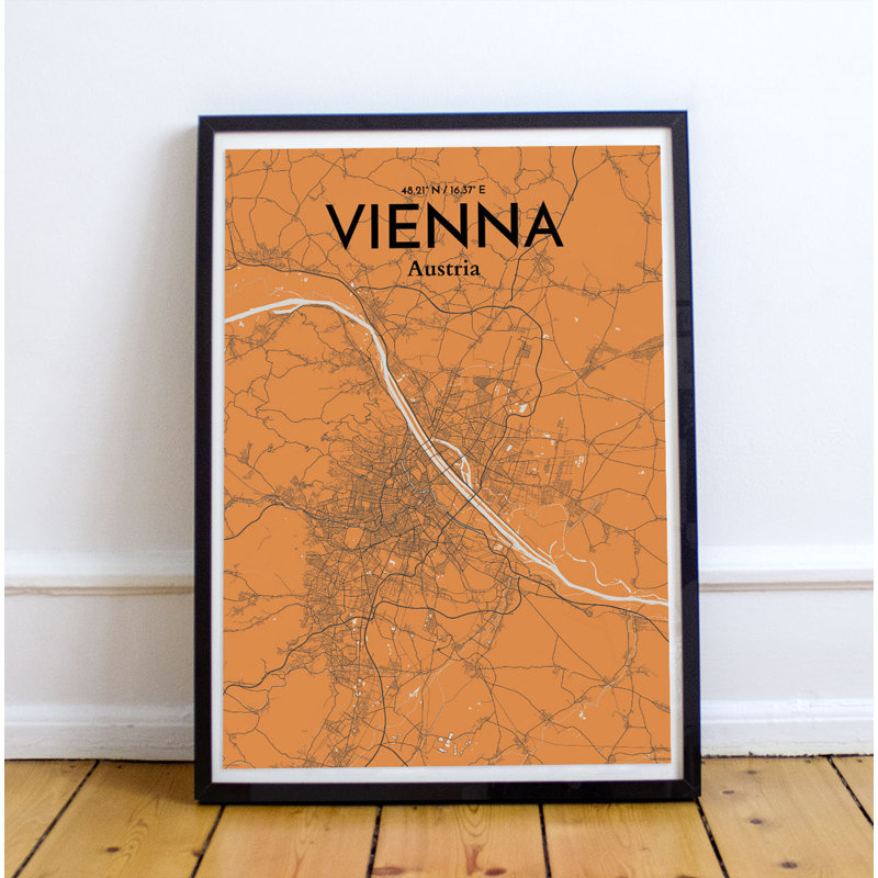 Vienna City Map - No Frame Print, 43.2cm H x 27.9cm W x 0.13cm D