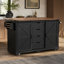 Îlot de cuisine de 72 po avec espace de rangement pour réfrigérateur et prise de courant K&K-643404881