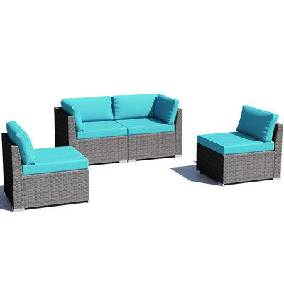 Ensemble de conversation d'extérieur pour 4 personnes avec coussins