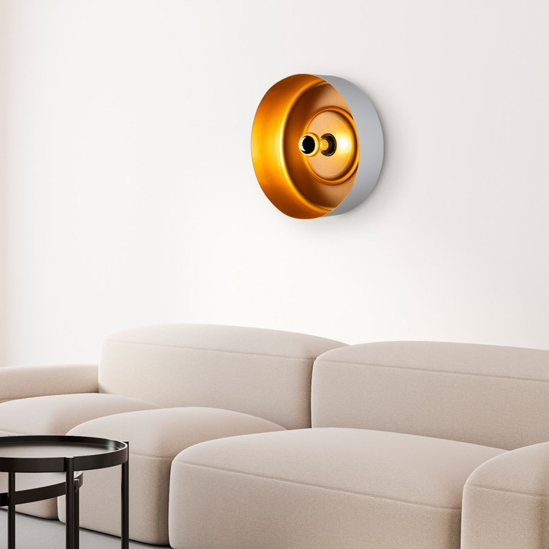 Elegant Wall Lamp with Metal Body, Grey Finish, 13.8 x 13.8 x 7.1 Inches | Ø13.8 Inch Metal Cap | E27 Socket, Max 40W | Perfect for Living Room, Bedroom, and Office Decor | IP20 Rated, Bulb Not Included