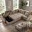 109.9"Chenille Sectional Sofa Bed U-Shaped Brown