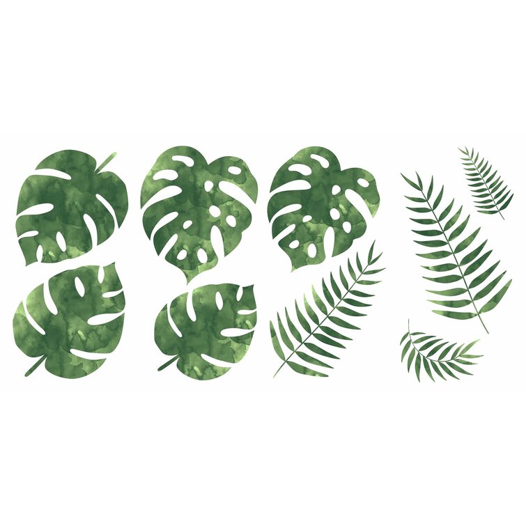 Tempaper Graphic Palm Leaf Peel and Stick Wall Decals, Green