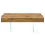  Table basse rectangulaire en bois aggloméré avec pieds en verre, finition naturelle de 39,3 po x 21,6 po, chêne