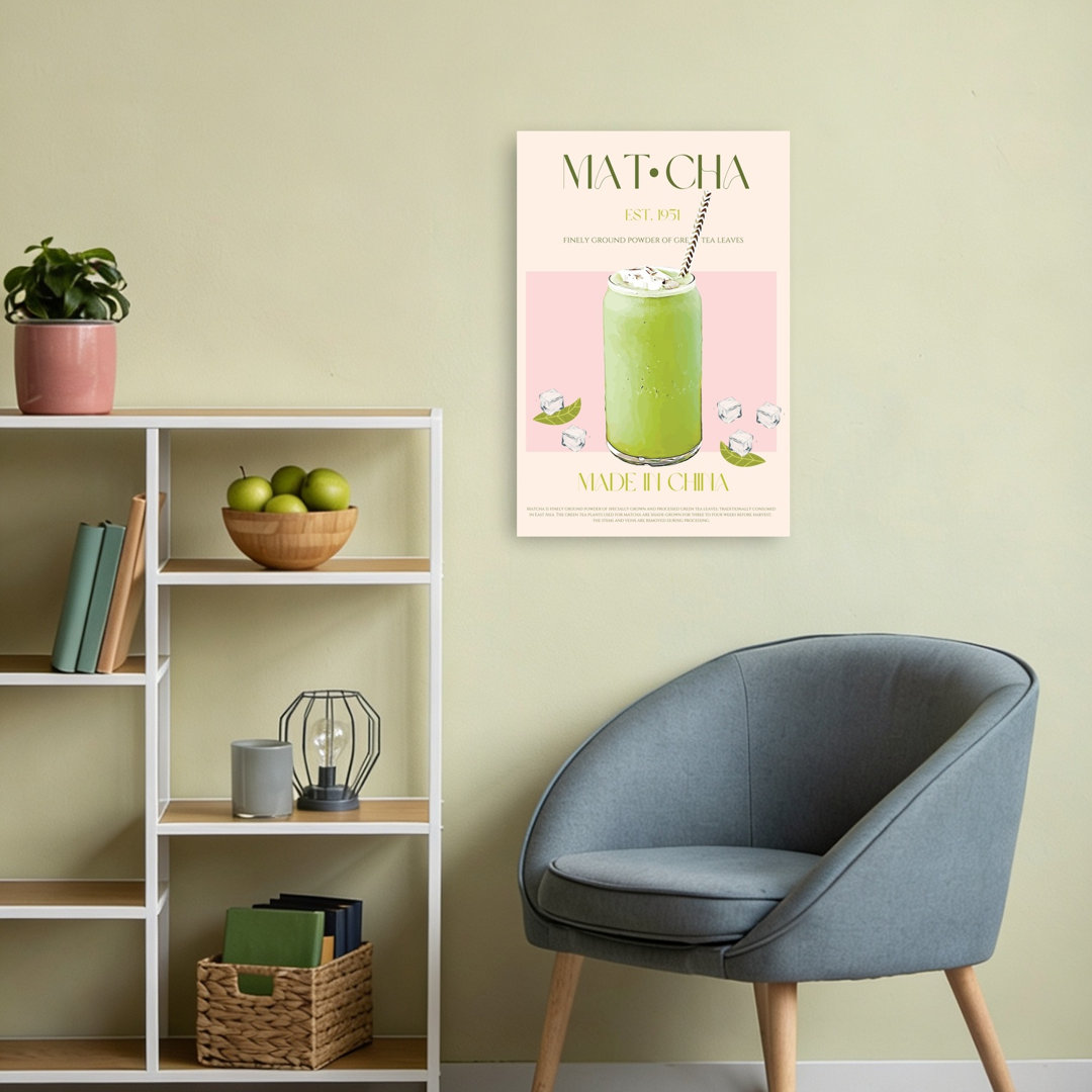 Refreshing Matcha Latte Abstract Contemporary Summer Landscape Wall Art Print