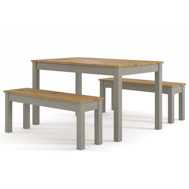 Poppy-Jane Solid Wood Bench, Gray Wash Color Stain