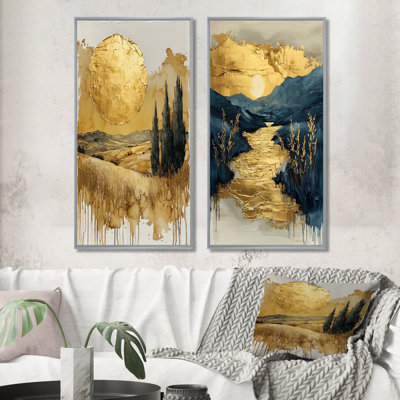 Istanbul Gold Cappadocian Sunrise I - Istanbul Wall Art 2 Pieces Set