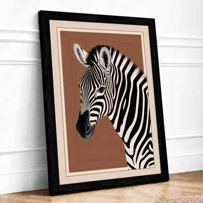 Zebra in Profile Modern - Framed Print