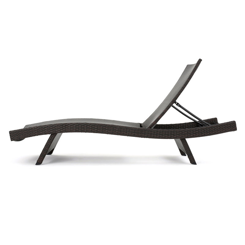 Chaise longue Salem Pe Wicker, Gris clair, 1