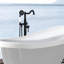 Robinet de baignoire autoportant noir mat avec pomme de douche portative, qualité de fabrication