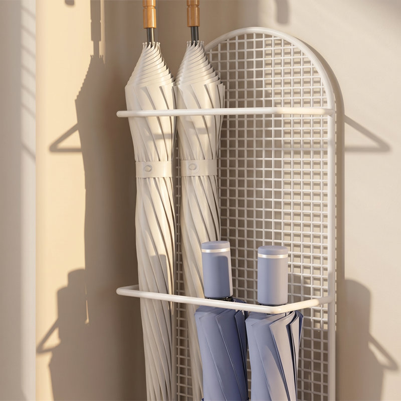 Wall-mounted umbrella stand, White