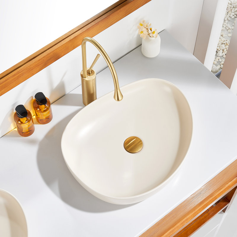 Lavabo vasque en céramique 20 po Modern, Kaki mat