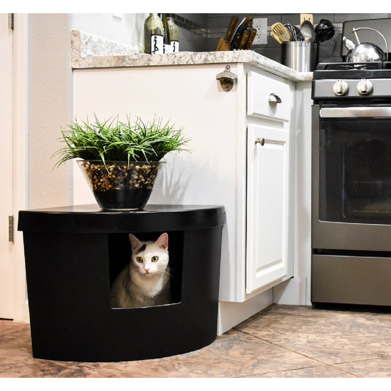 Plastic Enclosed Litter Box, Black, 16.5" H x 25" W x 17.5" D