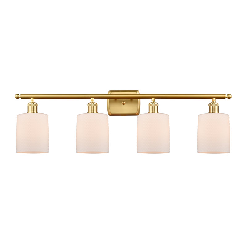 Éclairage de salle de bain à intensité variable 4 lumières Leilani, Ampoule incandescente rétro de 60 watts, Blanc mat