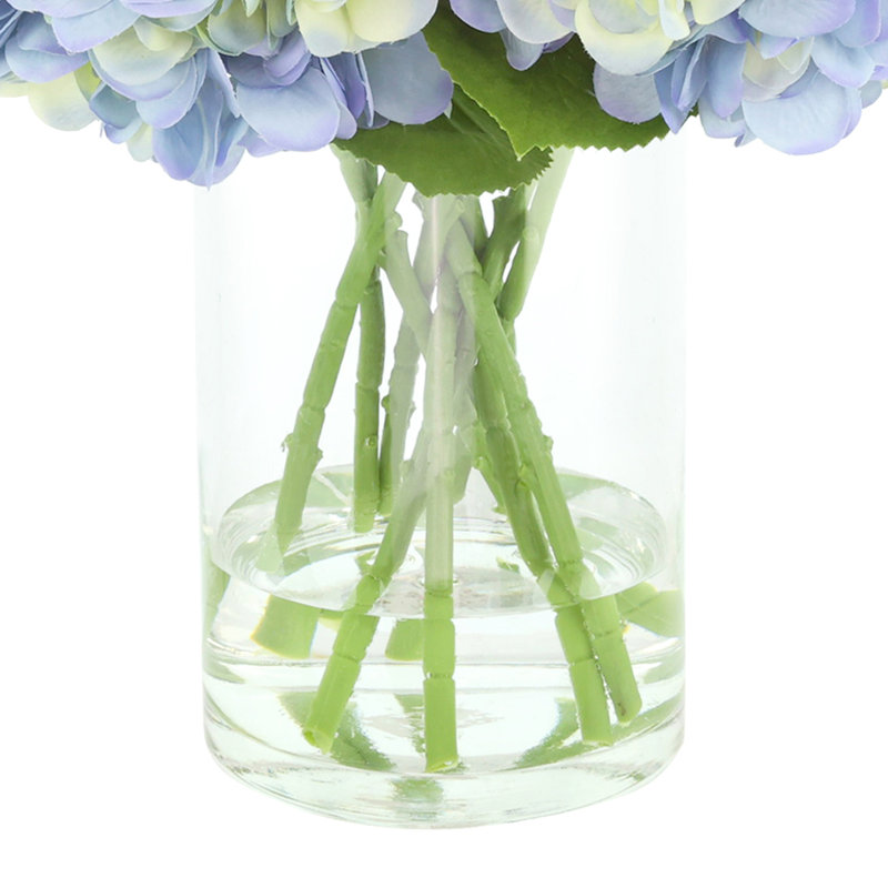 Hydrangeas Arranged in a Glass Vase, Blue/Green