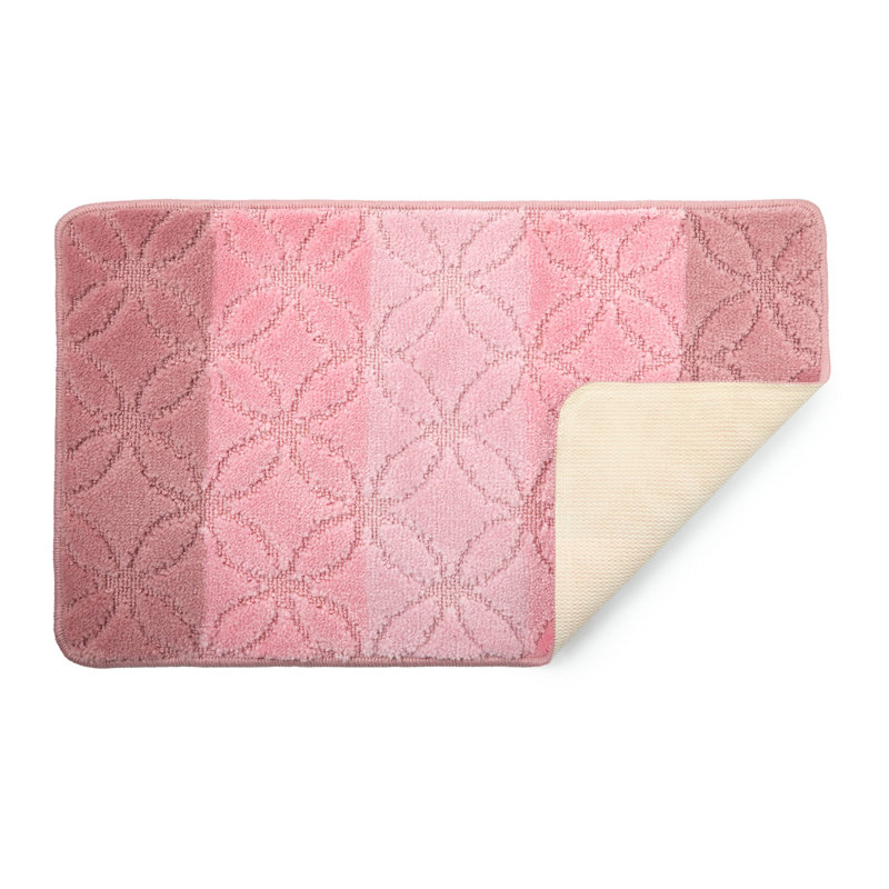 Loletha 2 Piece Set Rectangle Bath Mat, Pink