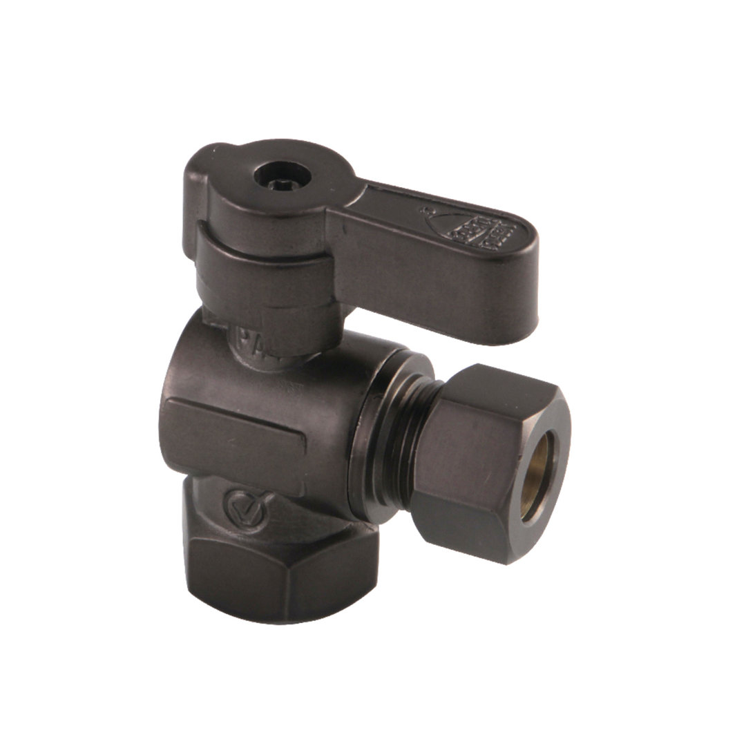 Kingston Brass Baseline 5/8-Inch OD Comp x 3/8-Inch OD Comp Quarter-Turn Angle Stop Valve Kingston Brass 